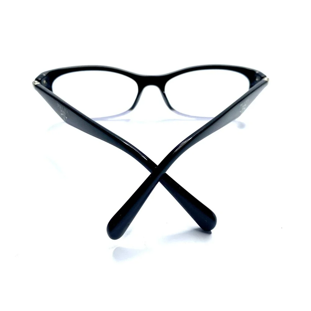 Prada Black Clear Gray Cat Eye Retro Glasses Italy VPR15P ZYY-101 53 16 135